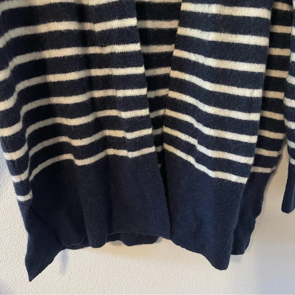 Madewell Cozy Walker Merino Wool Alpaca Open Long Cardigan Navy White Stripe-S